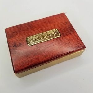 MeadWestvaco Lucite Trinket Jewelry Box Woodgrain